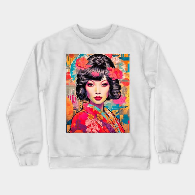 The Asian American Pop Street Mosaic Crewneck Sweatshirt by Unboxed Mind of J.A.Y LLC 